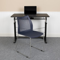 Flash Furniture RUT-498A-NY-GG HERCULES Series 661 lb. Capacity Navy Stack Chair with Air-Vent Back and Gray Powder Coated Sled Base